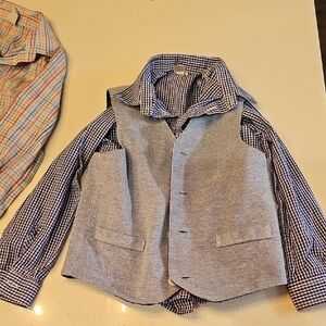 Healthtex 5t Gray Vest with 2 button Up Shirt